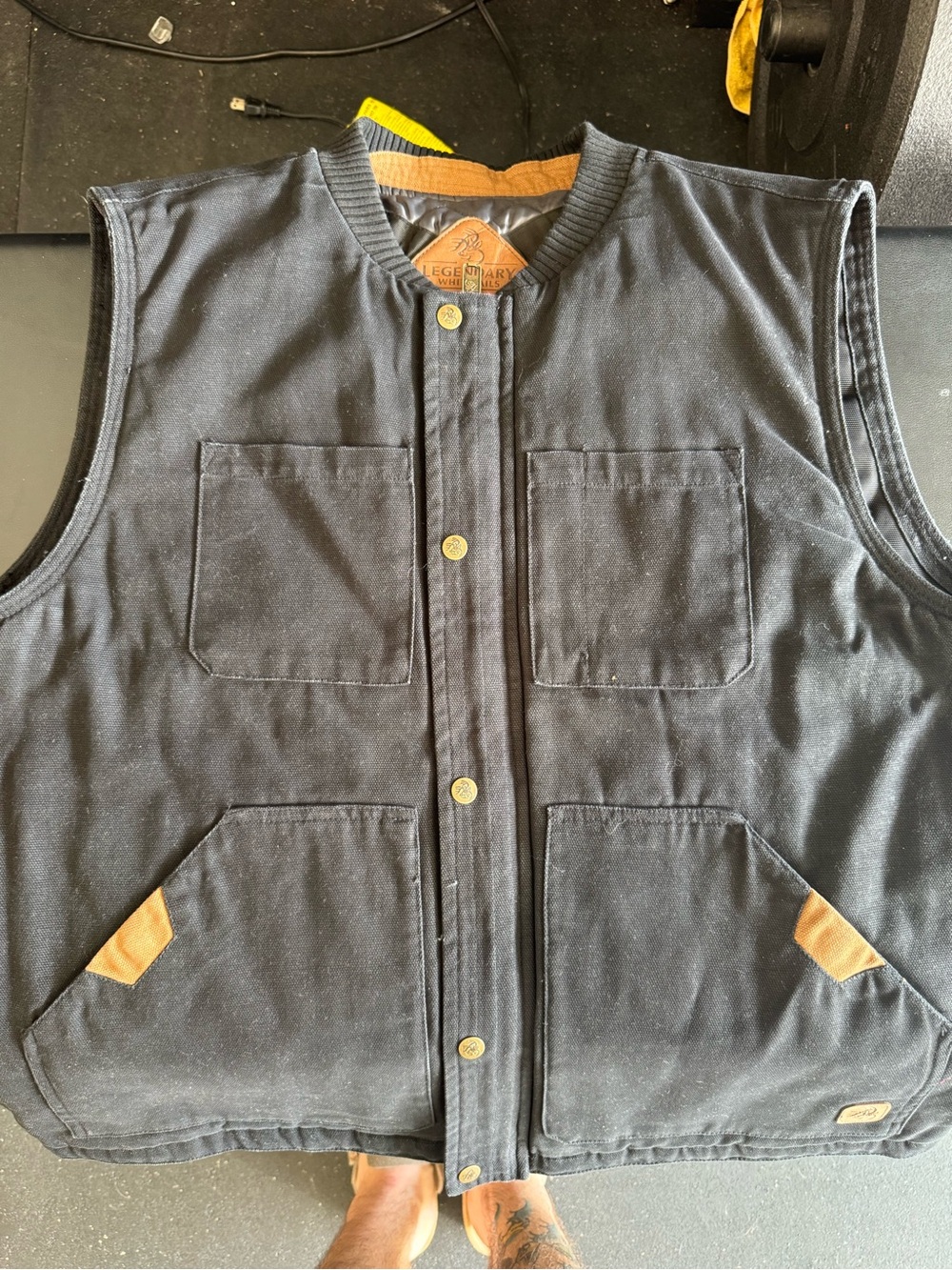 Legendary Whitetails Black Work Vest with Tan Accents